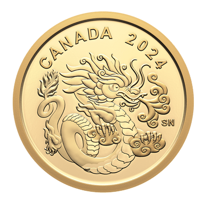 A picture of a 2024 $8 Pure Gold Coin - Spirit Dragon